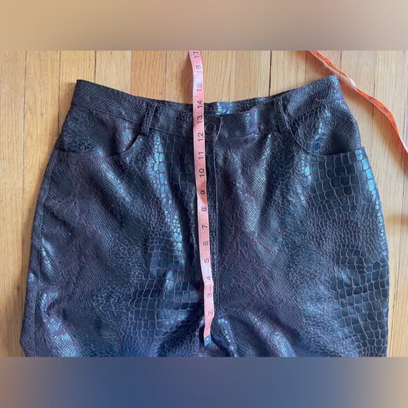 Y2K Vintage Faux Croc Skin Chocolate Brown Two Piece Pant Set - Picture 13 of 13